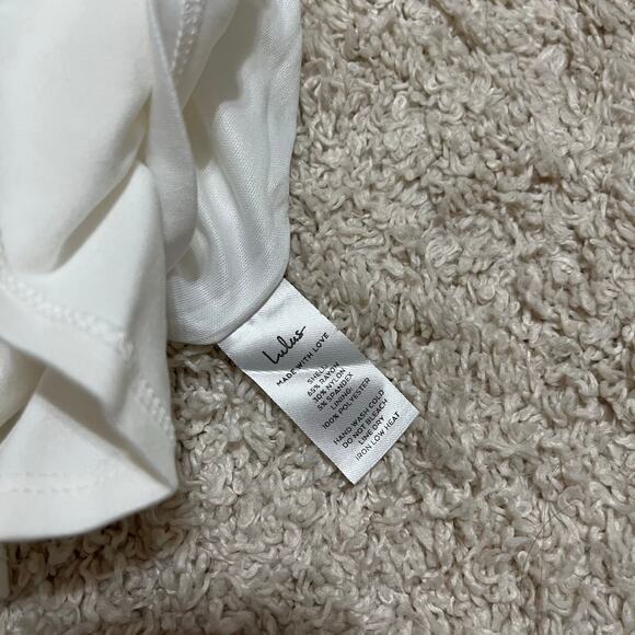 Lulu's White Ruffle Square Neckline Spoonful Of Sass Ponte Bodycon Mini Dress - Picture 8 of 8